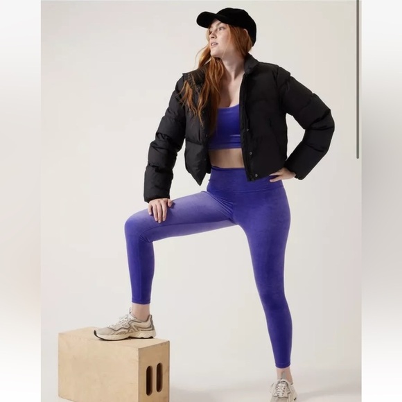 Athleta Velvet Legging and Bra 2 Piece Set Soft Plush Purple Size S - Picture 15 of 15